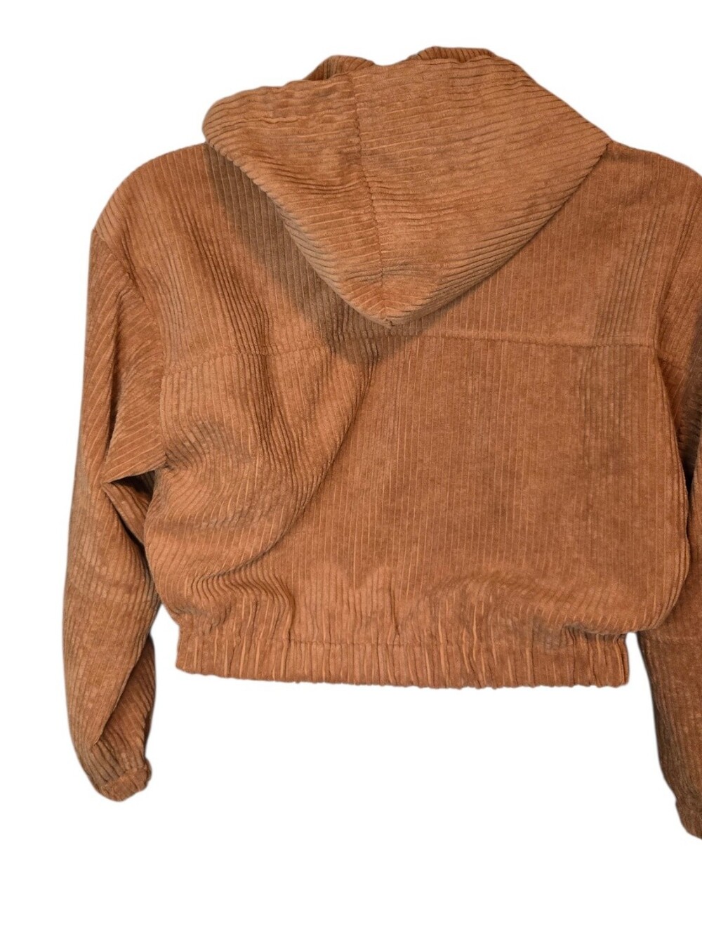 Cropped Ribbed Zip Hooded Jacket - Picture 3 of 8